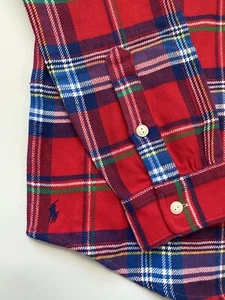 Polo RL rossa a quadri flanella vestibilità classica camicia logo pony autenticata taglia small nuova con etichetta - Foto 1 di 10