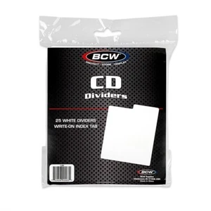 Pack of 25 BCW White Plastic Tabbed Compact Disc CD / DVD / Blu Ray Dividers - Picture 1 of 2