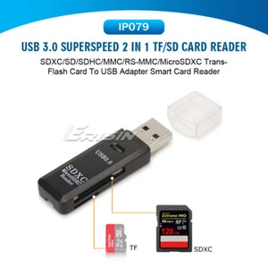 2 in 1 USB 3.0 Speicher Flash Kartenleser Adapter für Micro SD SDXC SDHC MMC M2 TF - Bild 1 von 5