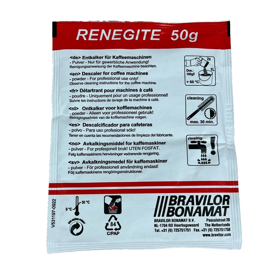 Bravilor Bonamat Renegite Descaler Powder Individual 50g Sachet - Multi-Buy - Image 1 of 1