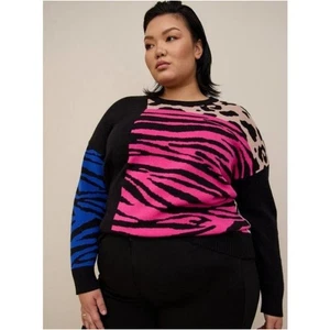 Torrid Pullover Multi Mixed Animal Print Pulli Übergröße 1 Gepard Rosa Blau - Bild 1 von 12