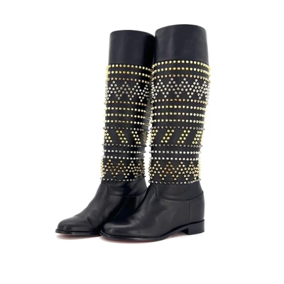 Christian Louboutin Rom Chic Botas hasta la rodilla planas de pantorrilla para mujer 37 zapatos Foto 1 de 4