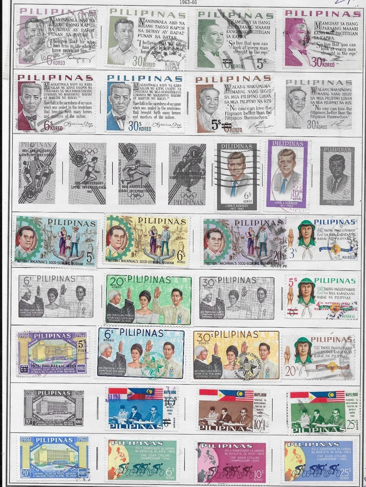 26 estampillas de Filipinas de álbum antiguo de calidad 1963-1966 Foto 1 de 1