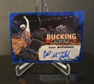 #'ed/20 AUTO 🔥 CORT MCFADDEN 2024 Leaf Metal PBR Bucking Awesome Blue Prism SSP - Picture 1 of 2