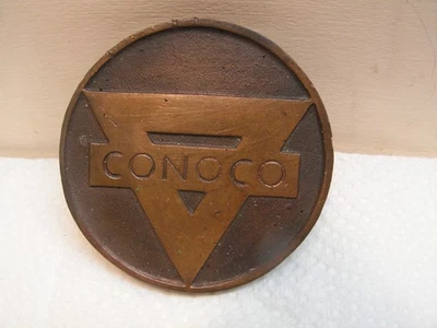 Vintage CONOCO, CONTINENTAL OIL CO TRIANGLE Coaster Paperweight SOLID BRASS 10oz - Image 1 of 4