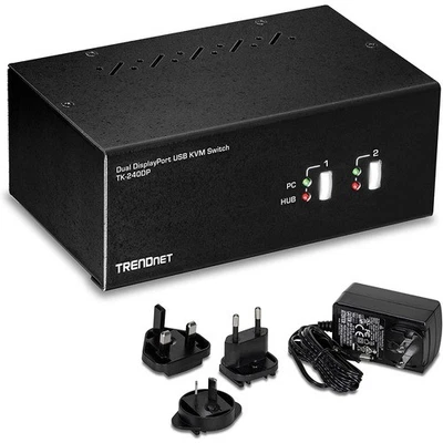 TRENDnet 2-Port Dual Monitor DisplayPort KVM Switch With Audio, 2-Port USB 2.0 H - Image 1 of 4
