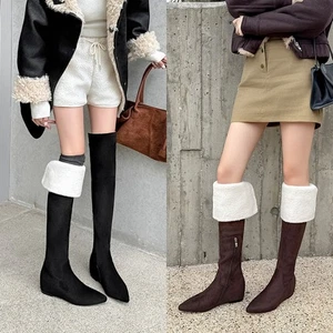 Invierno Mujeres Forradas de Piel Cálidas Nieve Botas hasta la Rodilla Punta Sobre la Rodilla Botas - Imagen 1 de 26