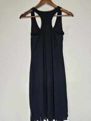 Venus Mini Dress Womens Small Black Classic Racerback Fringe Hem Whimsy Goth  - Image 1 of 4