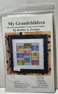 De Colección Bobbie G Diseños Kit Punto de Cruz Contado MIS NIETOS Patchwork NUEVO - Imagen 1 de 4