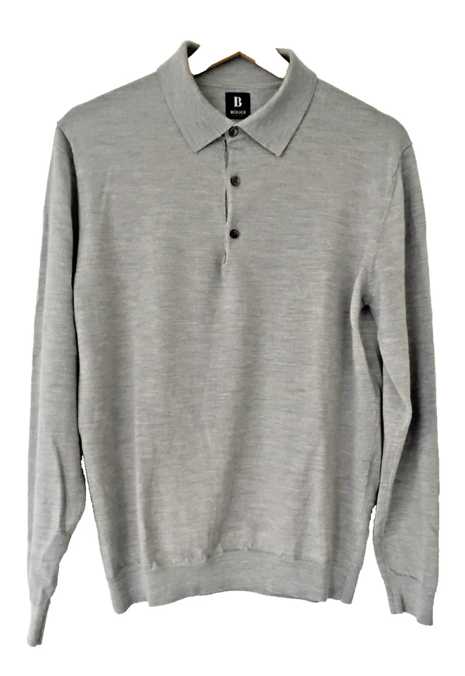 Polo BOGGI Lana Merino Gris Italiano Tejido Extra Fino Talla Med 52 cm Foto 1 de 4