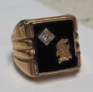 Vintage C&C Größe 7 Herren 10k Gold gefüllt Ring mit F Initiale und Diamant cz - Bild 1 von 17
