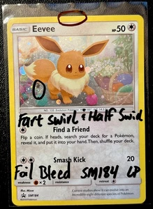 Eevee SM184 LP Holo Cute Fart Swirl Foil Bleed Sun Moon Black Star Pokemon Promo - Picture 1 of 7