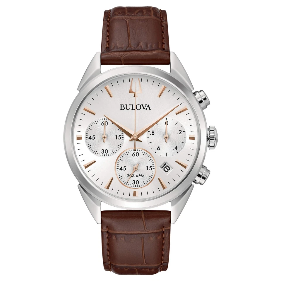 Orologio Bulova Uomo Crono High Precision 262kHz Pelle Marrone _96B370 - Immagine 1 di 3