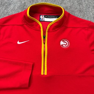 Atlanta Hawks Nike 1/4 Zip Pullover Shirt Men M Red DRI-FIT Performance - Image 1 of 4