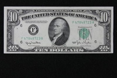 $10 1950 CU Narrow Federal Reserve Note F47848723A plain series F6 Atlanta ten $ - Image 1 of 3