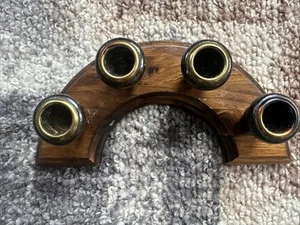 Candelabro 4 de nogal con enchufes de latón Granny Country núcleo vintage*3 - Imagen 1 de 2