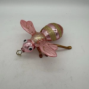 Hundertachtzig 180 Grad gestreift rosa Hummel Glas Weihnachtsschmuck - Bild 1 von 10