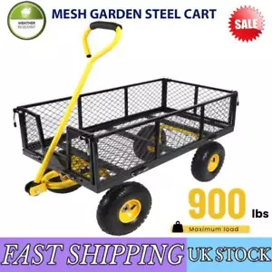 Handy Garden Trolley with 4 Wheel Hand Truck Cart Mesh Lawn Garden Steel Cart - Picture 1 of 12