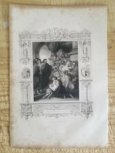 CHRISTUS HEILUNG KRANK. VINTAGE 14" x 9,5" BIBEL GRAVUR DRUCK (1852) EINIGE STOCKFLECKIG * EP1 - Bild 1 von 2