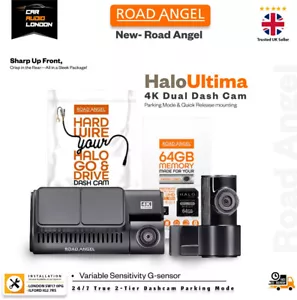 Road Angel Halo Ultima 4K Dual Dash Cam + Hardwire Kit + 64GB SD Card - UK Stock - Picture 1 of 12