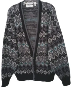 Cardigan Uomo Y2K Sabato Maglione XL Autunno 92 Stile Grunge Kurt Cobain Nonno - Foto 1 di 6