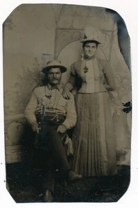 Man and Woman Fraternal Society Regalia L.O.L. Orangemen Masonic Lodge Tin Type - Picture 1 of 2