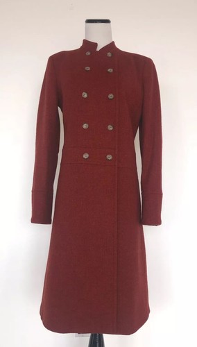KORS MICHAEL KORS RED MILITARY PEACOAT WOOL COAT SIZE 6 STUNNING!