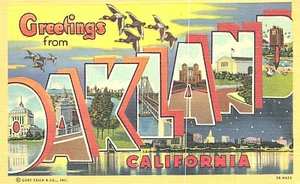 VIntage Postcard-Greetings from Oakland, CA, Large Letters - Picture 1 of 2