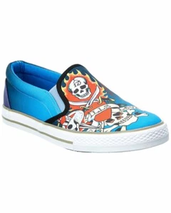 Tenis Ed Hardy Thorn Top Bajo Para Hombre Lona Azul Sin Cordones Estilo de Vida - Imagen 1 de 4