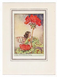 1950's Geranium Garden Flower Fairy, Fairies Print by Cicely Barker - Picture 1 of 1