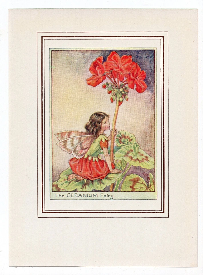 1950's Geranium Garden Flower Fairy, Fairies Print by Cicely Barker - image 1 of 1