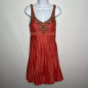 Sue Wong Southwestern Perlen korallenorange Blasensaum Mini Cocktailkleid Größe 4 - Bild 1 von 8