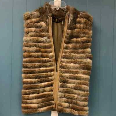 MK nudos métricos piel de conejo con espalda tejida beige chaqueta chaleco cárdigan XL Foto 1 de 4