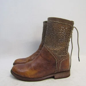 BED STU Womens Sz 7.5 M Distress Brown Leather Zip High Ankle Boots - Picture 1 of 11