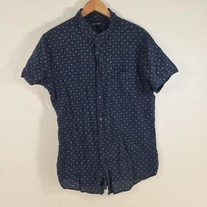 We Rob Banks mens button up shirt size XL slim fit navy blue geometric 034851 - Picture 1 of 9