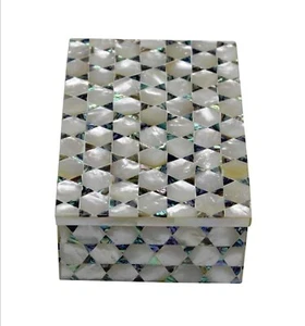 Mother of Pearl Trinket Box / Marble Decorative Box / Handmade Collectible Box - Picture 1 of 6