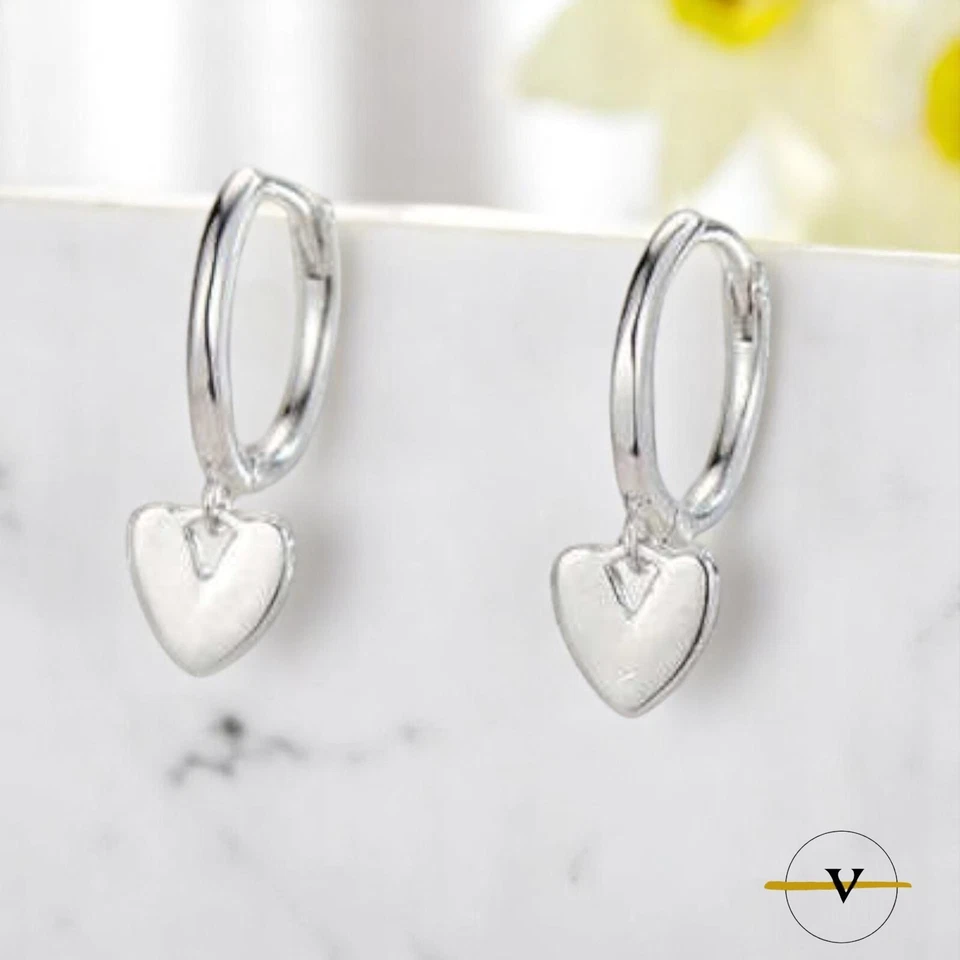 ORECCHINI DONNA A CERCHIO CON CUORE IN ARGENTO 925 RODIATO - Immagine 1 di 4