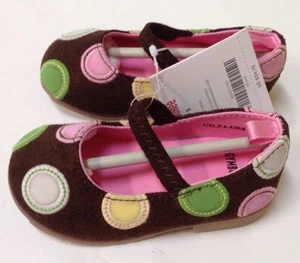 NWT Gymboree Tea For Two Sz 5 Faux Suede Polka Dot Flats Shoes for 12-18 Months - Picture 1 of 1