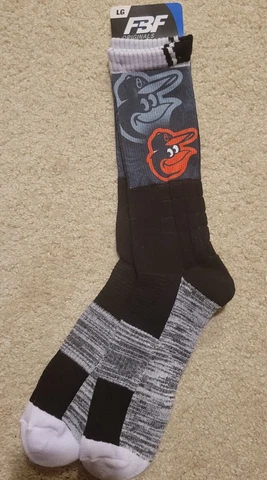 LARGE -- Baltimore Orioles MLB Crew SOCKS by FBF Originals NWT Cover