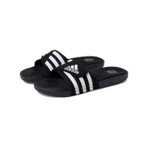 Prendedores de masaje Adidas Adissage Slides talla 7 M/8 W rayas blancas negras nuevas con caja - Imagen 1 de 4
