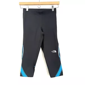 The North Face Size XS VaporWick Cropped Leggings Grey Blue Meshed Skinny Fit - Picture 1 of 8