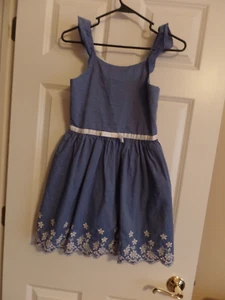 Girls, Zunie Girl Chambray Dress, Blue, Cotton, Size: L 10/12, Ex. Con. - Picture 1 of 12