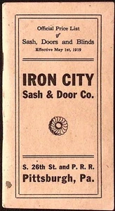 1919 Iron City Sash and Door Co Price List Sash Doors Blinds Pittsburgh PA - Foto 1 di 6