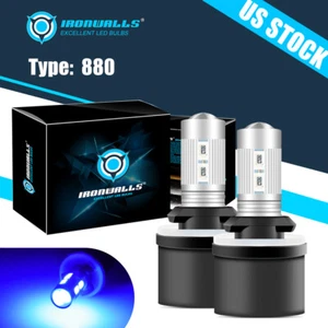 2x IRONWALLS Super Ice Blue HID White 880 55W LED Fog Driving DRL Light Bulbs - Picture 1 of 12