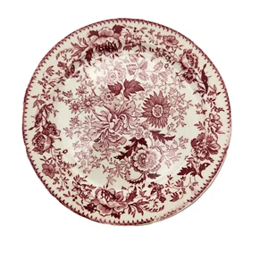 Antique 1920's Taylor Smith Bread Plate USA Red Center bouquet 6.25" Grannycore - Picture 1 of 4