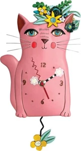 ALLEN DESIGNS PRETTY KITTY PINK WALL CLOCK IN BOX - Picture 1 of 2