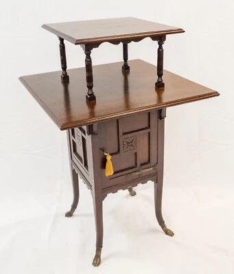 古董美学运动哥特式复兴红木展示架柜 — 第 1/4 张图片