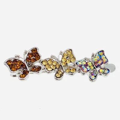 Butterfly Magnet Hair Clip Hairpin  Rhinestone Crystal Barrette Elegant Brown - Image 1 of 4