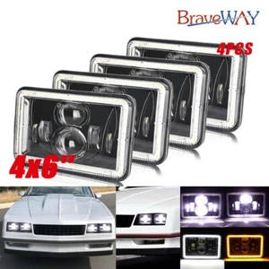 4PCS 4x6" LED Headlights Hi/Lo Halo DRL For Chevrolet Monte Carlo SS 1980-1988 - Picture 1 of 12