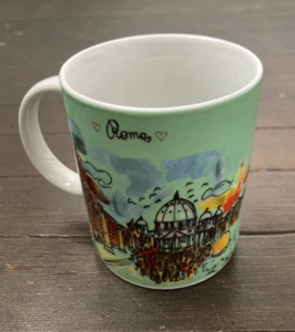 Paben Coffee Mug Roma Rome Italy Green Sketch Art Tourist Souvenir - Picture 1 of 4